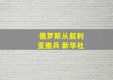 俄罗斯从叙利亚撤兵 新华社